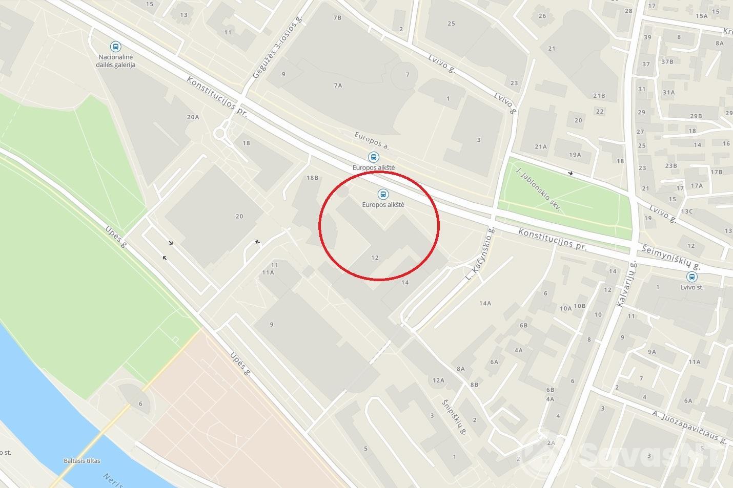 Konstitucijos prospekte, Šnipiškėse, nuomojama 302,10 kv.m. PARDUOTUVĖ  225,99 kv.m. SU PRIKLAUSANČIU SAUSU RŪSIU 76,11 kv.m.